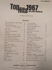 Robbins Music Top Hits of 1967 and Great Standards All-Organ Songbook USA