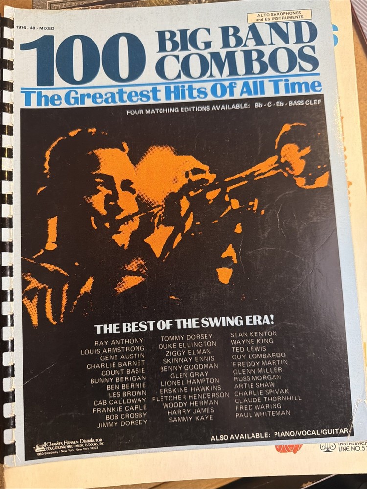 Eb Songbook 101 Big Band Combos Alto Saxophone Horn Flute Clarinet Comb Bound VG