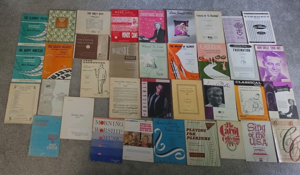 Lot of 36 Vintage Organ Sheet Music Books Wedding, Easter, Carol&rsquo;s, Classic Etc