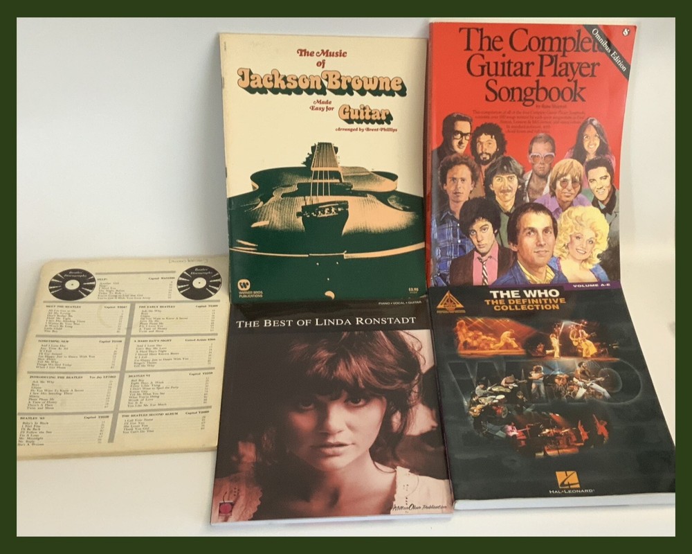 Guitar Song Books—The Who/Beatles/Ronstadt/J. Browne/Etc – LOT OF 5 Books!