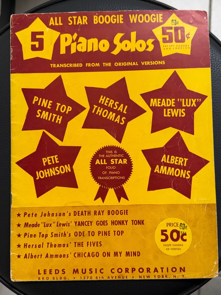 Vintage 1942 Boogie Woogie 5 Piano Solos Sheet Music Book Leeds Ammons Lewis