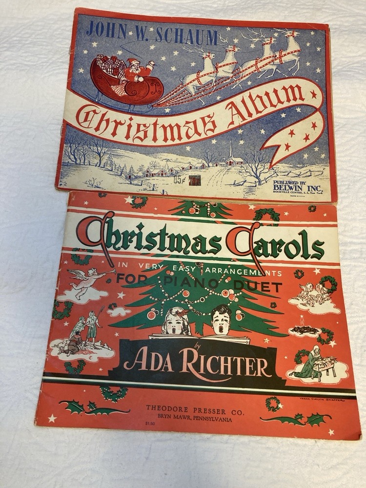 Vintage 1940s–50s Christmas Music Books Lot Schaum & Richter Holiday Decor