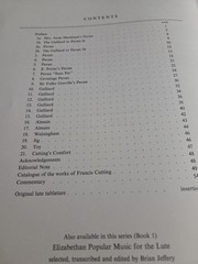 Francis Cutting Music For The Lute Extremely Rare Selected Works,+ Tabs,80 Pages