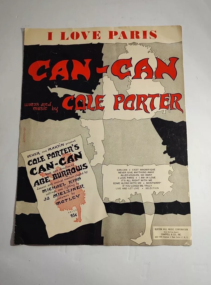 1953 Cole Porter Sheet Music I Love Paris Can-Can