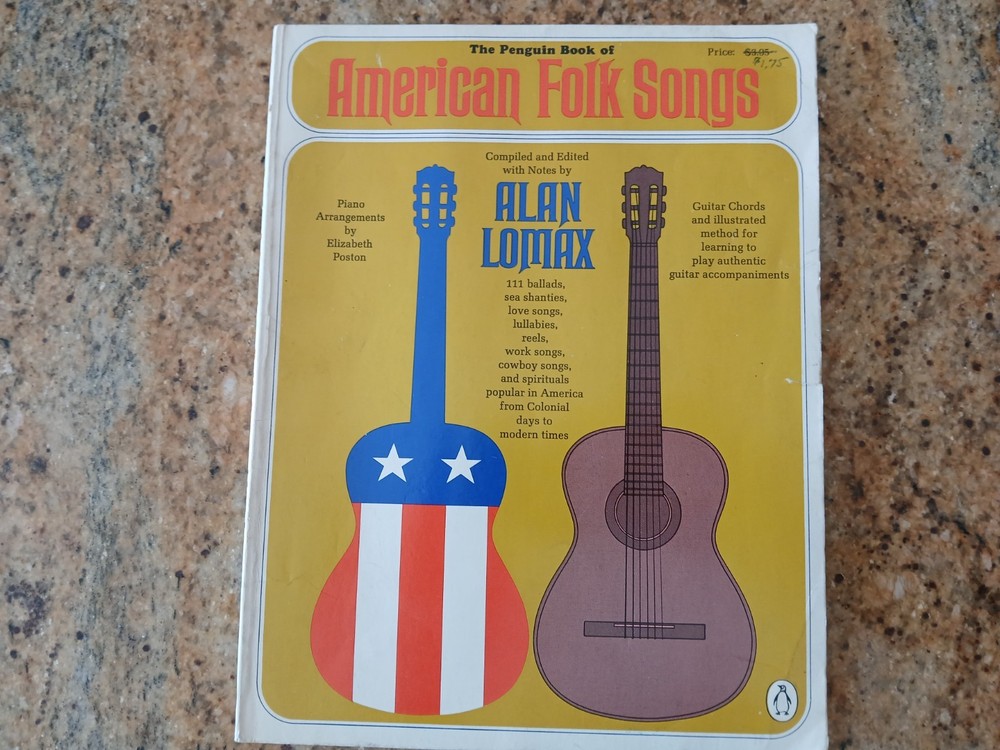 American Folk Songs by Alan Lomax Vintage Music Book 1969, piano, guitar