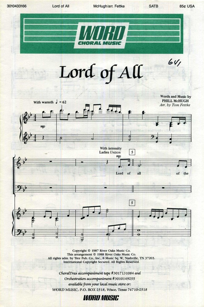 Lord of All SATB Sheet Music with Piano Accompaniment
