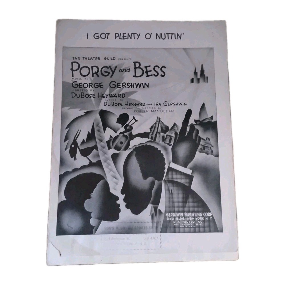Sheet Music Porgy & Bess by George Gershwin- Two Darkey Songs by G. Schirmer