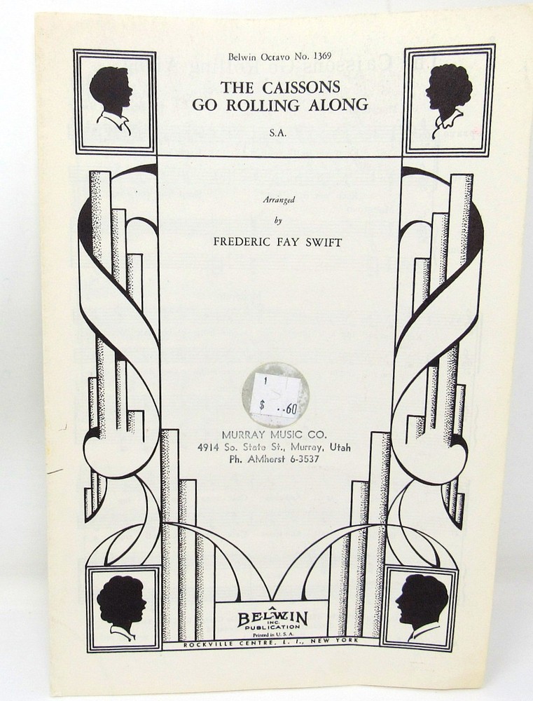 The Caissons Go Rolling Along Sheet Music SA 1954 Piano Female Voices Army