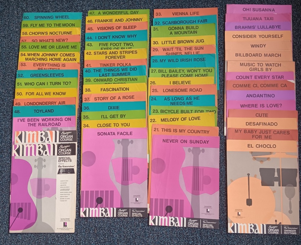 Vintage Organ Sheet Music Lot Of 50+ Kimball Swinger Organ Course Fun Pack