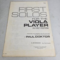 First Solos For The Viola Player & Piano Sheet Music Book Schirmer 1969 Vintage