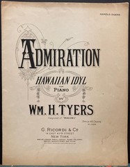 Antique 1915 Sheet Music~African American Composer Wm. Tyers~Hawaiian~Admiration