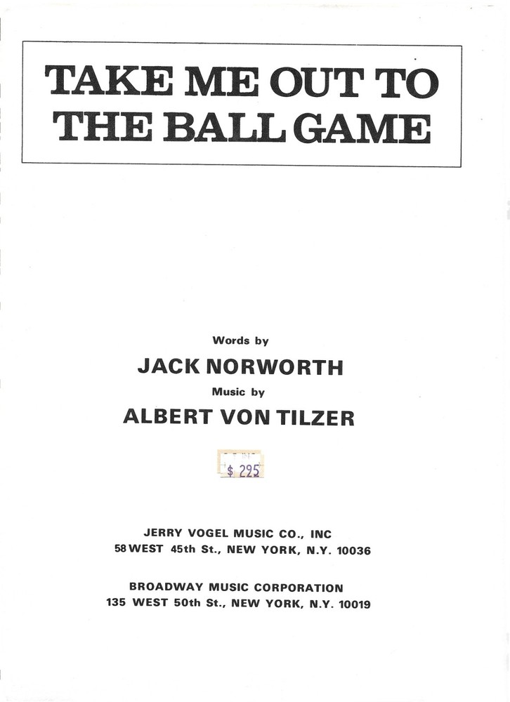Take Me Out To the Ball Game – Piano / Guitar / Vocal Sheet Music