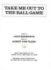 Take Me Out To the Ball Game – Piano / Guitar / Vocal Sheet Music