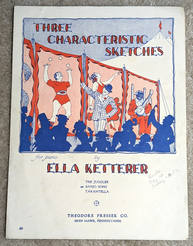 Three Characteristic Sketches: Ella Ketterer 1934 SHEET MUSIC circus juggler