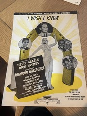 Vintage Sheet Music I Wish I Knew 1945 Betty Grable Dick Haymes 20th Century Fox