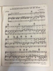 Raindrops Keep Fallin&rsquo; On My Head – 1969 Piano Vocal Sheet Music – Movie Tie-In