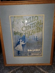 Original 1901 Framed Sheet Music Cover « Hello Central, Give Me Heaven » Vintage