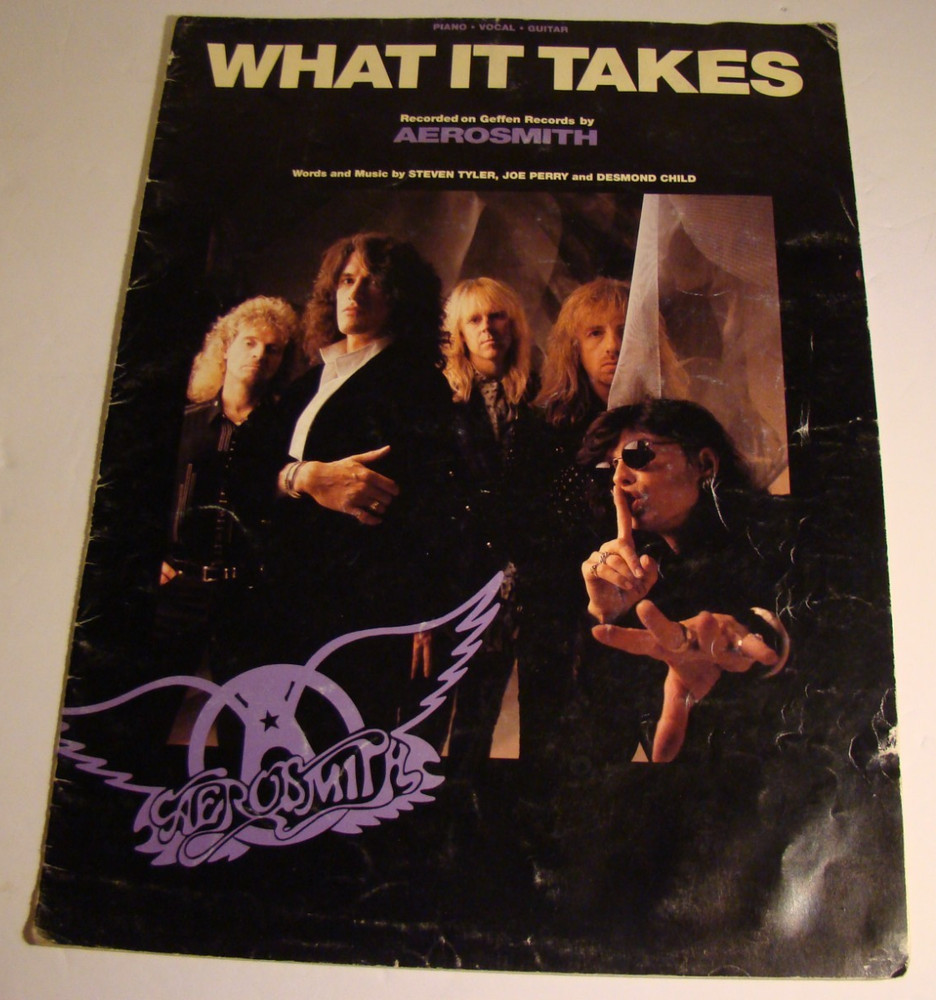 Aerosmith What It Takes Sheet Music 1989 Piano Vocal Guitar 10 pages 1989