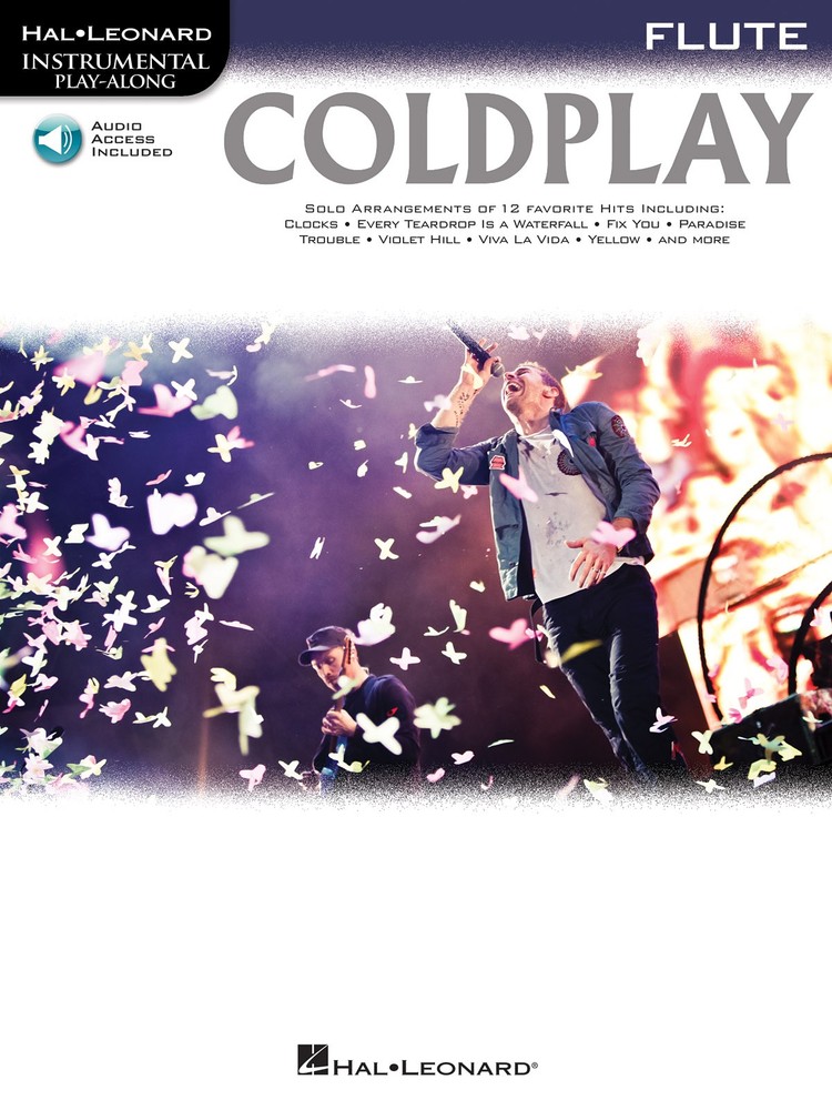 Coldplay for Flute Solo Sheet Music 12 Songs Instrumental Play-Along Book Audio