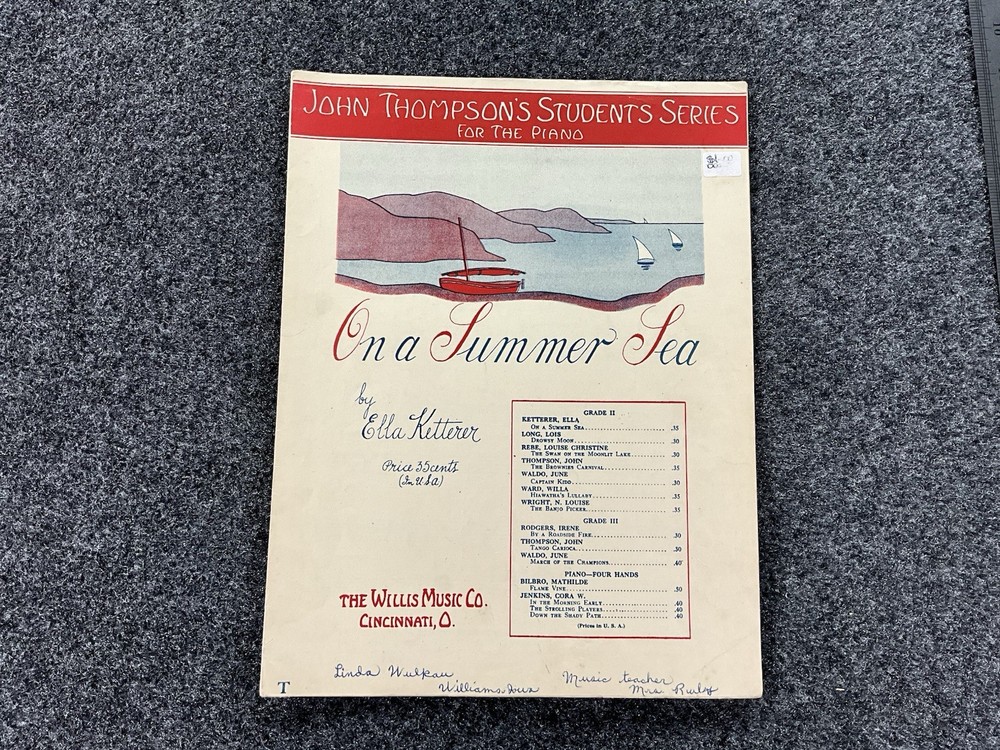 On a Summer Sea Ella Ketterer John Thompson Piano Sheet Music Willis Music 1937