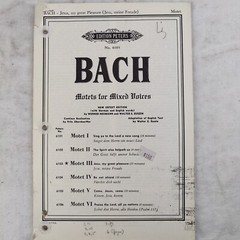 RARE 1959 Vtg « JESUS, MY GREAT PLEASURE » J. S. BACH Motets for Mixed Voices