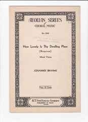 Vintage Sheet Music HOW LOVELY IS THY DWELLING PLACE (Requiem) by J. Brahms 1930
