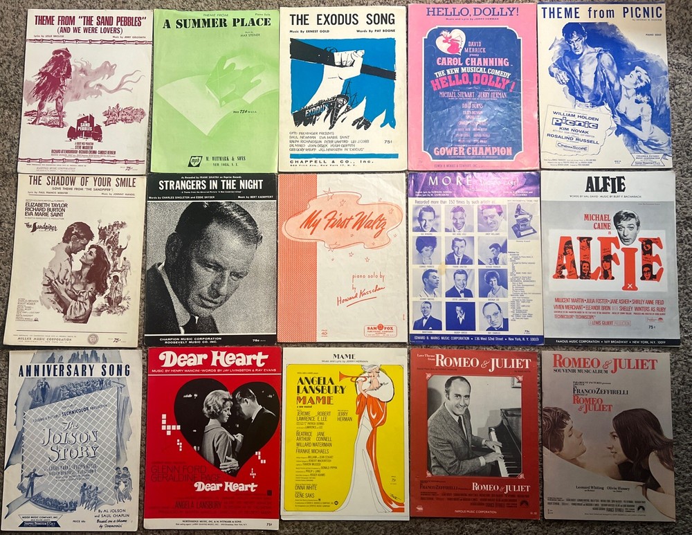 Lot Of 15 Vintage Hollywood Broadway Musical Sheet Music Movies Show Tunes