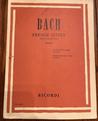 VTG Sheet Music Book Bach French Suites For Pianoforte RICORDI Printed in Italy