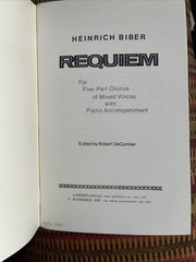 Requiem Heinrich Biber Sheet Music Baroque composer Five Part Chorus w Piano