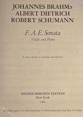 F.A.E. Violin Sonata Piano Full Score Only (No violin score) MPN N 4006