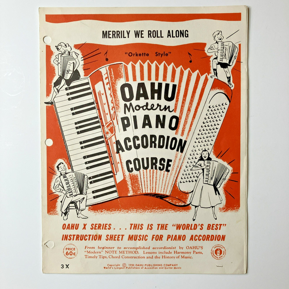 Vintage Oahu Accordion Sheet Music Lot Course Pages 1950s Marked