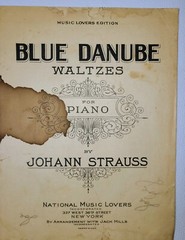 1924 Blue Danube Strauss Piano Sheet Music National Music Love Antique