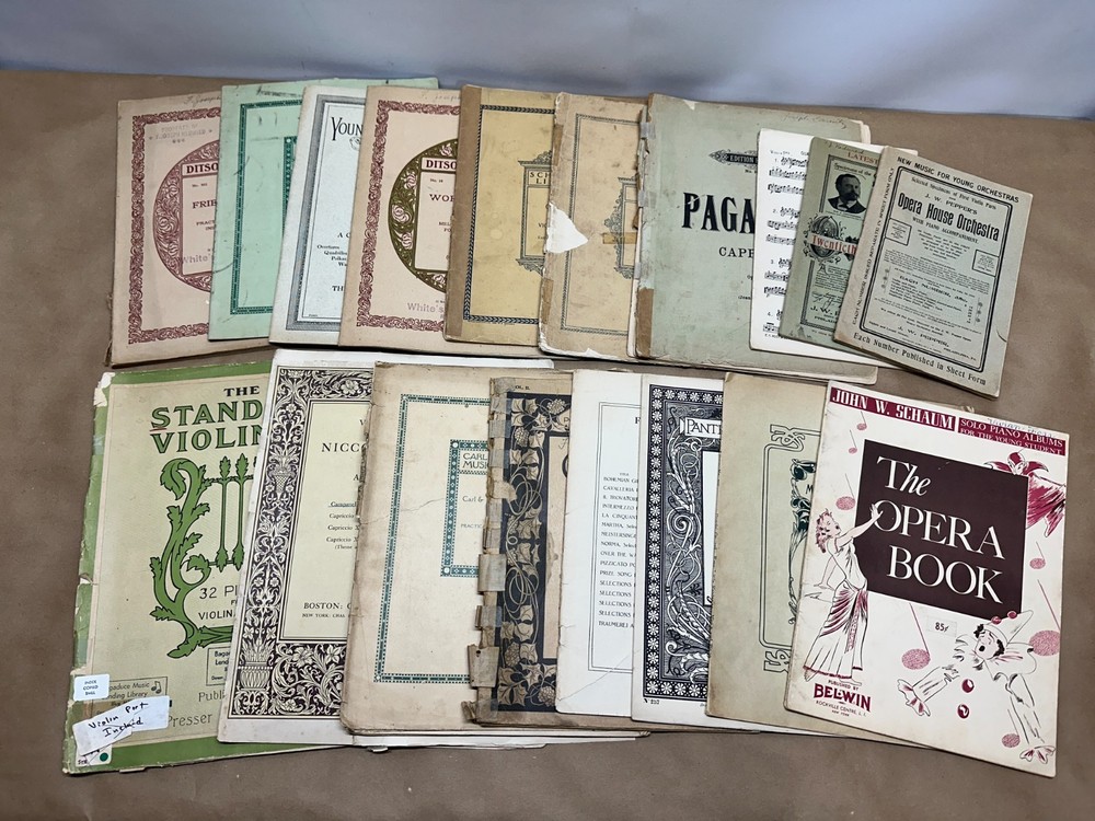 18pc Lot of Antique Vintage Sheet Music – For Violin / Piano – Folios, Books