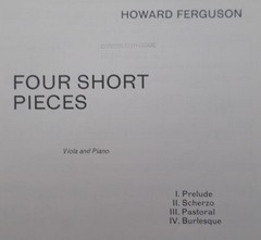 Four Short Pieces Howard Ferguson Sheet Music for Viola and Piano