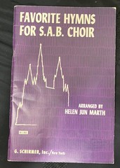 vintage G. Schirmer choral music book titled « Favorite Hymns for S.A.B. Choir”