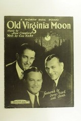 1924 Old Virginia Moon Gene, Ford, Glenn Vintage Sheet Music M40
