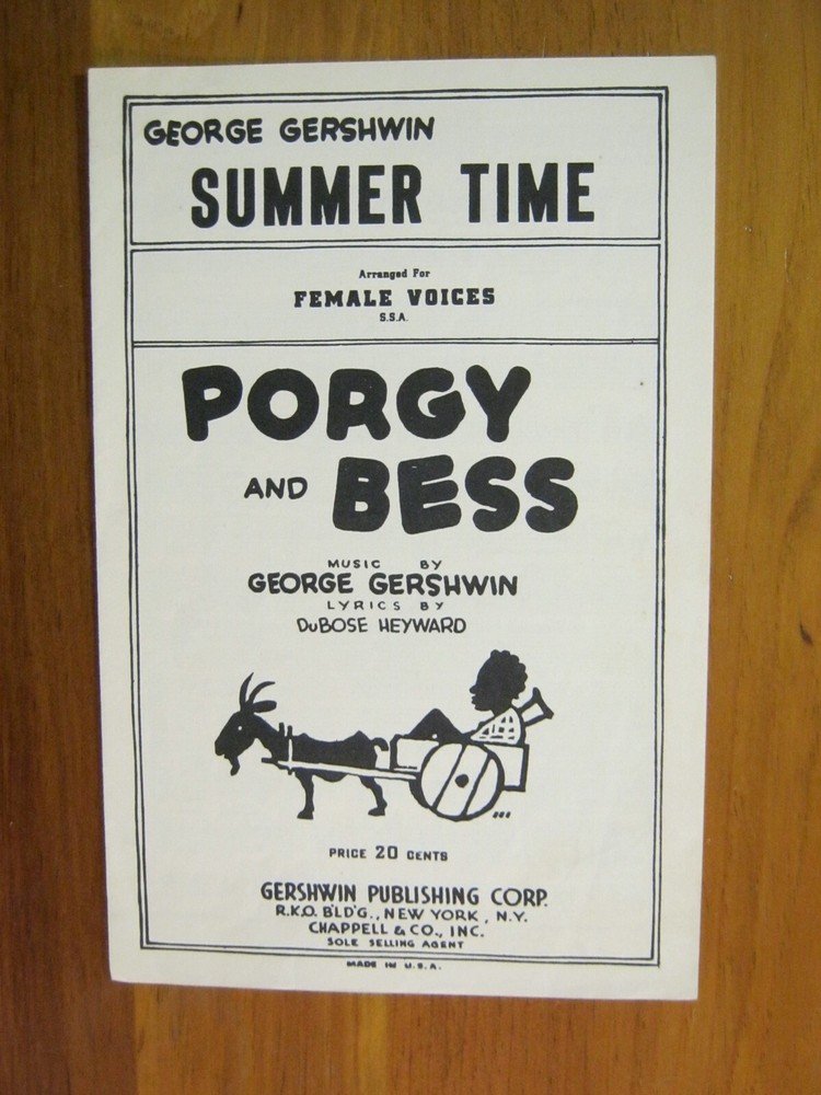 Summertime Arranged For Female Voices Gershwin Pub Corp 1935 SSA
