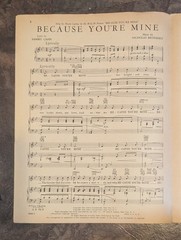 Because You&rsquo;re Mine Sheet Music 1952 Sammy Cahn & Nicholas Brodszky Piano Vocal