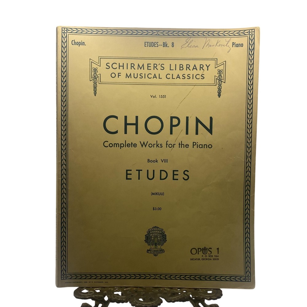 Vintage G Schirmer Chopin Etudes Complete Works Piano Score 1551 Yellow USA