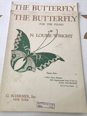 The Butterfly by N.Louise Wright 2 copies piano sheet music 2E