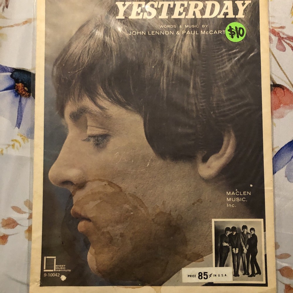 Vintage 1965 Maclean Music THE BEATLES YESTERDAY Song Sheet Music