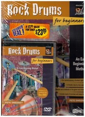 ALFRED ROCK DRUMS FOR BEGINNERS AN EASY BEGINNING METHOD BOOK/DVD PACK SEALED