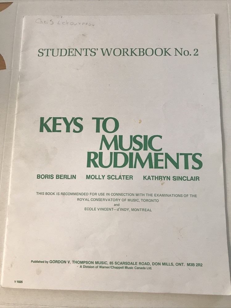 Students Workbook No.2 Keys to Music Rudiments Boris Berlin Sheet music 4G