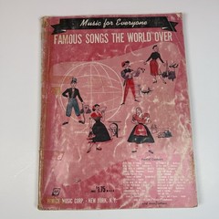 Music for Everyone Famous Songs the World Over 2 Remick Piano Songbook 1952 Vtg