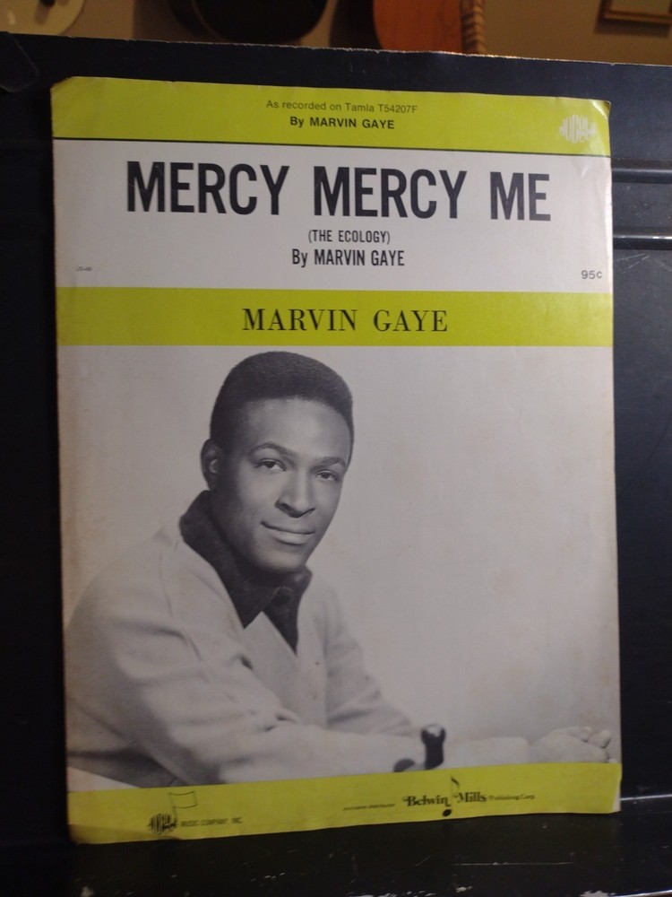 Marvin Gaye Sheet Music Mercy Mercy Me Piano Guitar Vocal 1971 Rare Good