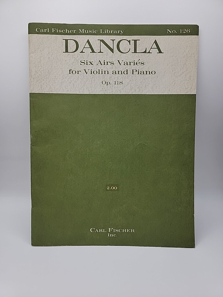 DANCLA Op 118 Six Airs Varies For Piano VIOLIN Fischer EXERCISE BOOK Vintage