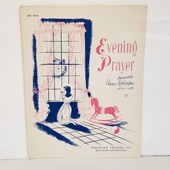 Vintage 1950 Evening Prayer Piano Solo Sheet Music by Anne Robinson