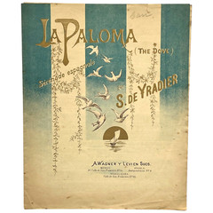 Vintage Sheet Music LA PALOMA Doves Sailboat Spanish French German Lyrics READ