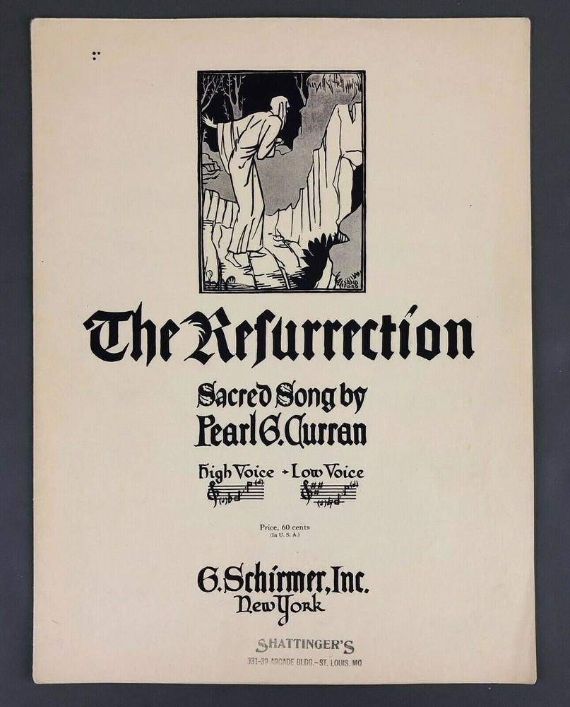 The Resurrection Sheet Music 1924 Piano Vocal Curran Sacred Religious Vintage