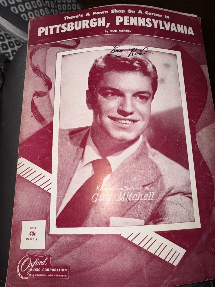 Pittsburgh, Pennsylvania Sheet Music Guy Mitchell Merrill Oxford 1952 P/V/G